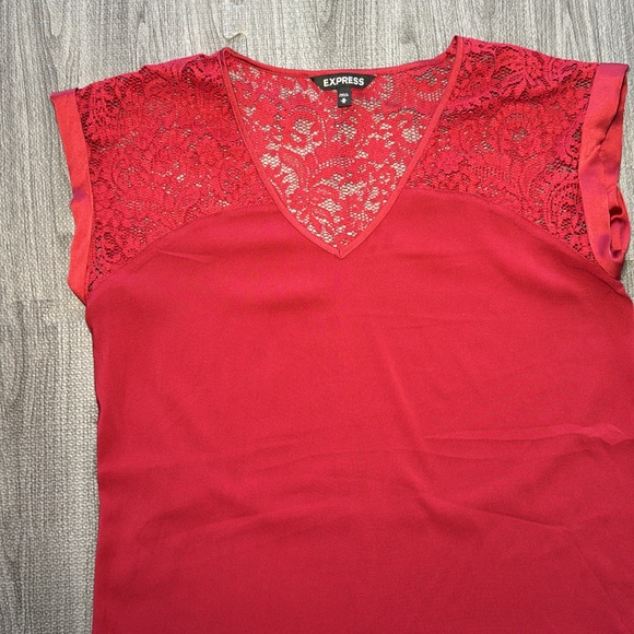 Express Red Lace Dress Shirt - Women’s Size M - Picture 2 of 6